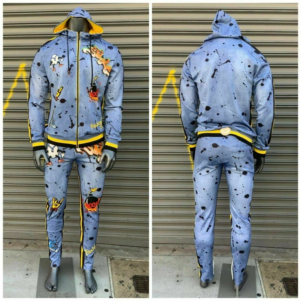 Men's Mid Blue Bleached | Black | Yellow Drawings